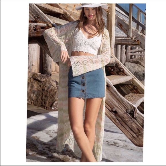 Light Wash Denim Fringe Mini Skirt - Picture 6 of 11